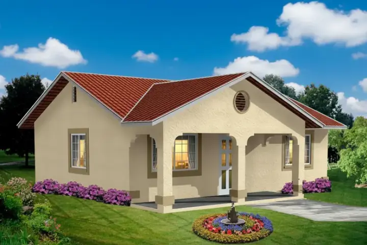 Southwest house plans 41-116 - front exterior, 768 sq ft, 1 bed, 1 bath house plans | Monster House Plans
