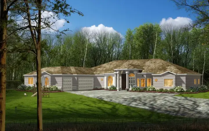 Mediterranean house plans 41-1161 - front exterior, 3,507 sq ft, 4 bed, 4 bath house plans | Monster House Plans