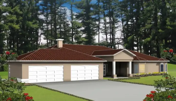 Traditional house plans 41-1165 - front exterior, 3,521 sq ft, 4 bed, 3 bath house plans | Monster House Plans