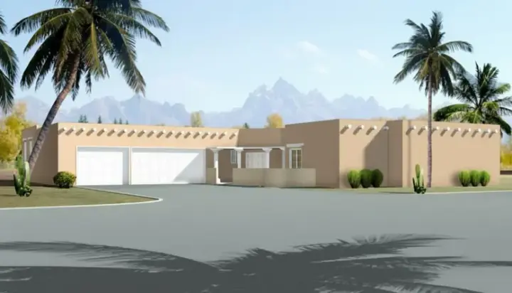 Santa Fe house plans 41-1185 - front exterior, 3,630 sq ft, 4 bed, 3 bath house plans | Monster House Plans