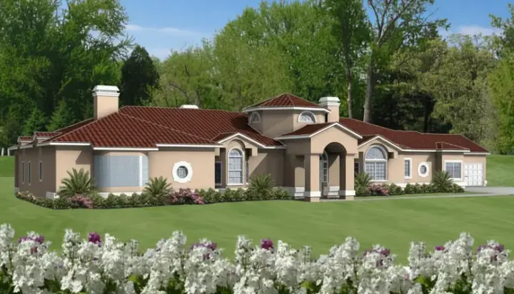 Mediterranean house plans 41-1188 - front exterior, 3,668 sq ft, 4 bed, 4 bath house plans | Monster House Plans