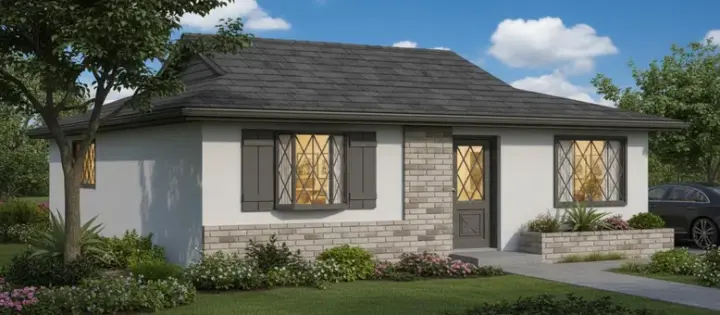 Country house plans 41-119 - front exterior, 778 sq ft, 2 bed, 1 bath house plans | Monster House Plans