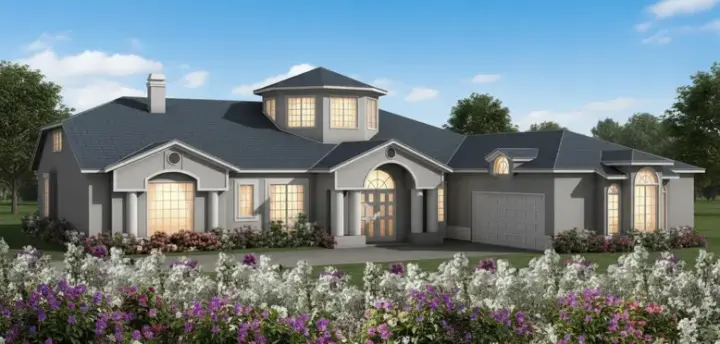Mediterranean house plans 41-1199 - front exterior, 3,839 sq ft, 5 bed, 3 bath house plans | Monster House Plans