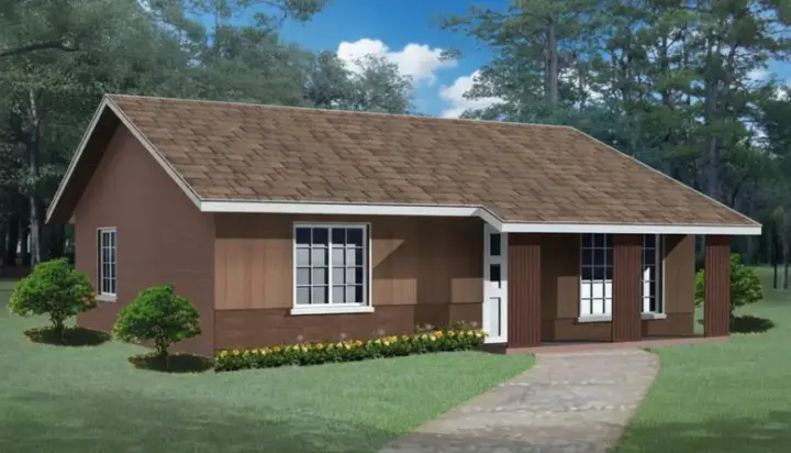 Traditional house plans 41-121 - front exterior, 781 sq ft, 2 bed, 1 bath house plans | Monster House Plans