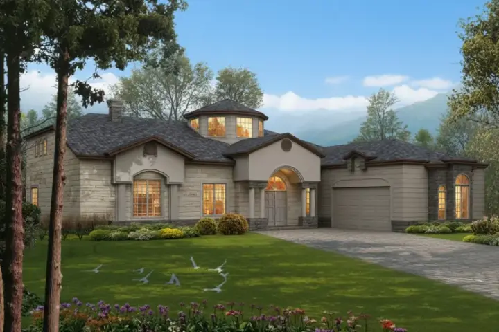 Mediterranean house plans 41-1211 - front exterior, 4,235 sq ft, 5 bed, 3 bath house plans | Monster House Plans