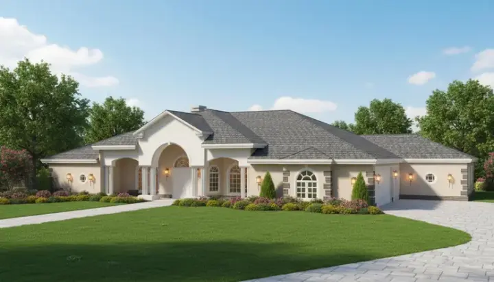 Mediterranean house plans 41-1221 - front exterior, 4,727 sq ft, 4 bed, 4 bath house plans | Monster House Plans