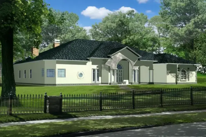 Mediterranean house plans 41-1222 - front exterior, 4,820 sq ft, 5 bed, 5 bath house plans | Monster House Plans