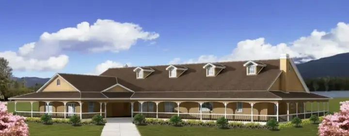 Ranch house plans 41-1228 - front exterior, 5,037 sq ft, 4 bed, 4 bath house plans | Monster House Plans
