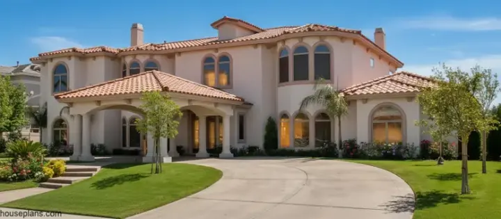 Mediterranean house plans 41-1231 - front exterior, 5,100 sq ft, 4 bed, 4 bath house plans | Monster House Plans