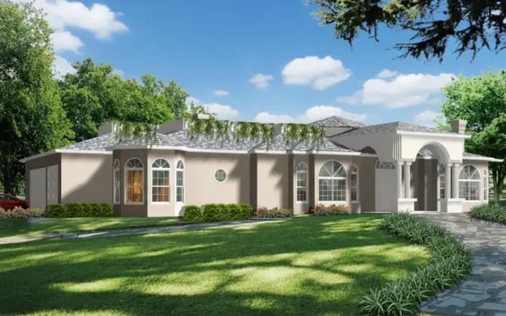 Mediterranean house plans 41-1235 - front exterior, 5,199 sq ft, 3 bed, 3 bath house plans | Monster House Plans
