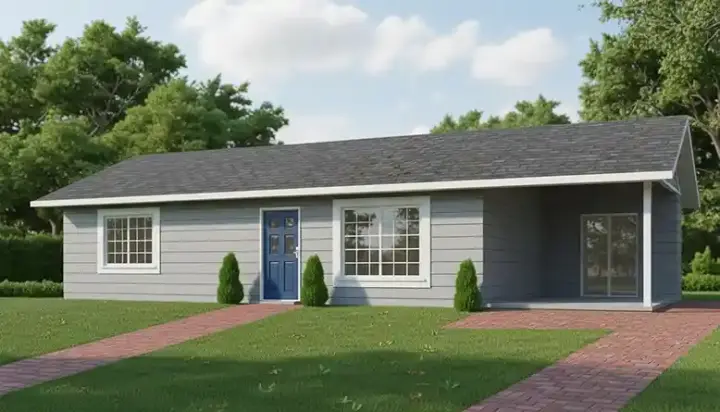 Traditional house plans 41-124 - front exterior, 792 sq ft, 2 bed, 1 bath house plans | Monster House Plans
