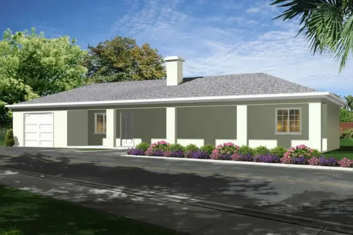 Traditional house plans 41-126 - front exterior, 816 sq ft, 1 bed, 1 bath house plans | Monster House Plans