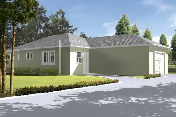 Traditional house plans 41-129 - front exterior, 864 sq ft, 1 bed, 1 bath house plans | Monster House Plans
