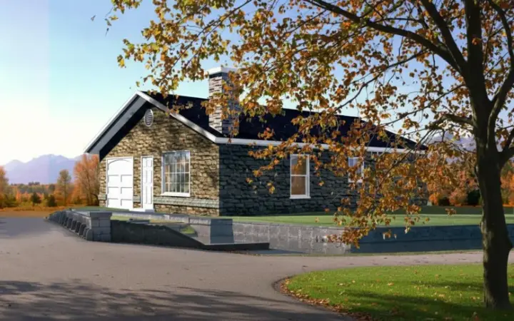 Traditional house plans 41-136 - front exterior, 921 sq ft, 2 bed, 1 bath house plans | Monster House Plans