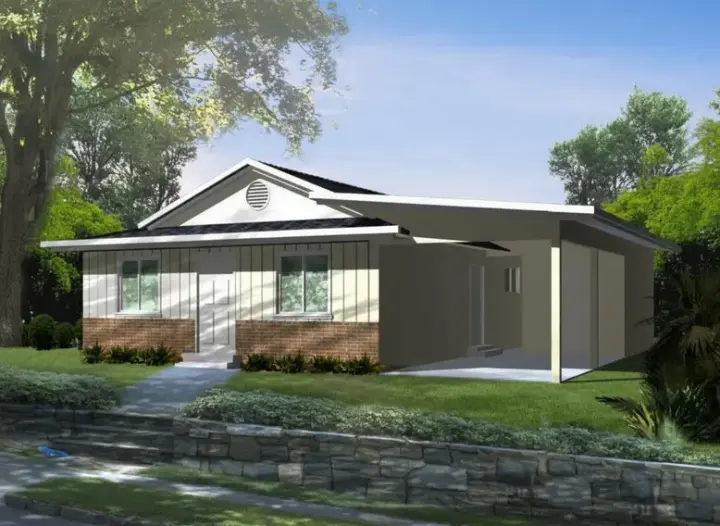 Traditional house plans 41-144 - front exterior, 1,001 sq ft, 3 bed, 2 bath house plans | Monster House Plans