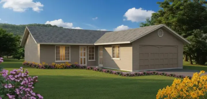 Traditional house plans 41-147 - front exterior, 1,004 sq ft, 3 bed, 2 bath house plans | Monster House Plans
