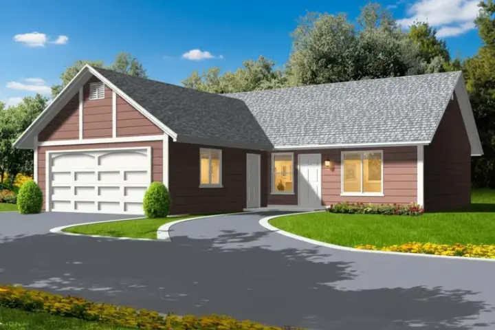 Traditional house plans 41-151 - front exterior, 1,008 sq ft, 3 bed, 2 bath house plans | Monster House Plans