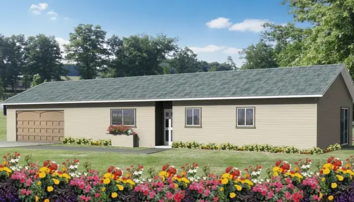 Traditional house plans 41-153 - front exterior, 1,010 sq ft, 2 bed, 1 bath house plans | Monster House Plans