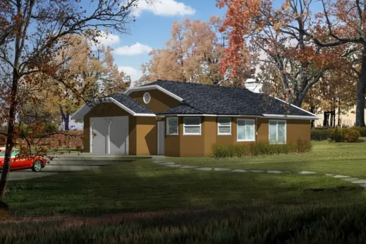 Traditional house plans 41-155 - front exterior, 1,012 sq ft, 2 bed, 2 bath house plans | Monster House Plans