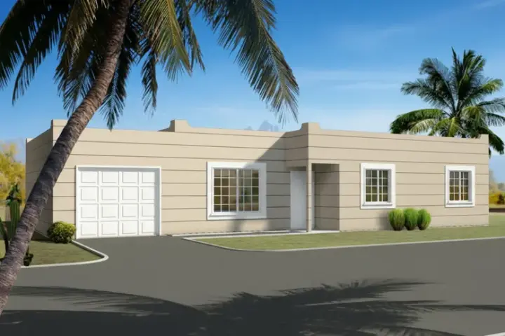Santa Fe house plans 41-163 - front exterior, 1,020 sq ft, 3 bed, 2 bath house plans | Monster House Plans