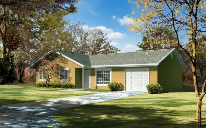 Traditional house plans 41-164 - front exterior, 1,021 sq ft, 3 bed, 2 bath house plans | Monster House Plans