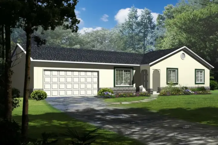 Traditional house plans 41-166 - front exterior, 1,023 sq ft, 3 bed, 2 bath house plans | Monster House Plans