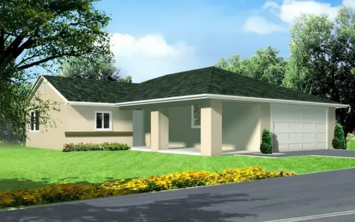 Traditional house plans 41-167 - front exterior, 1,025 sq ft, 2 bed, 2 bath house plans | Monster House Plans