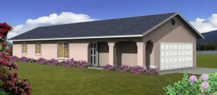 Southwest house plans 41-172 - front exterior, 1,029 sq ft, 3 bed, 2 bath house plans | Monster House Plans