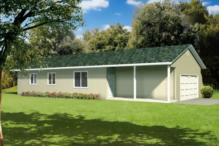 Traditional house plans 41-173 - front exterior, 1,030 sq ft, 3 bed, 2 bath house plans | Monster House Plans