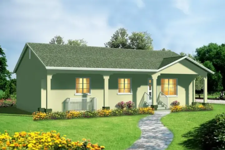 Southwest house plans 41-183 - front exterior, 1,040 sq ft, 3 bed, 2 bath house plans | Monster House Plans