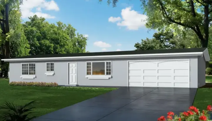 Traditional house plans 41-188 - front exterior, 1,045 sq ft, 1 bed, 1 bath house plans | Monster House Plans
