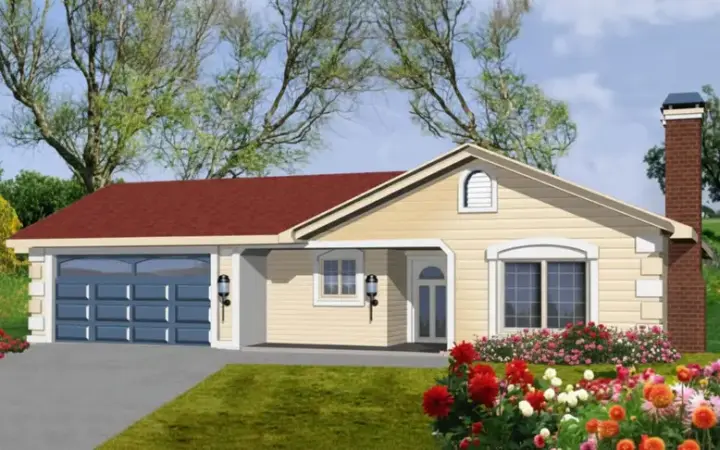 Traditional house plans 41-190 - front exterior, 1,047 sq ft, 3 bed, 2 bath house plans | Monster House Plans