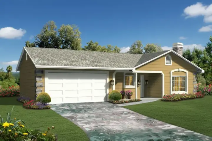 Traditional house plans 41-192 - front exterior, 1,049 sq ft, 3 bed, 2 bath house plans | Monster House Plans