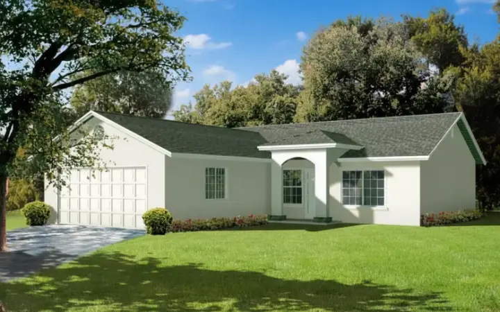 Traditional house plans 41-195 - front exterior, 1,052 sq ft, 3 bed, 2 bath house plans | Monster House Plans