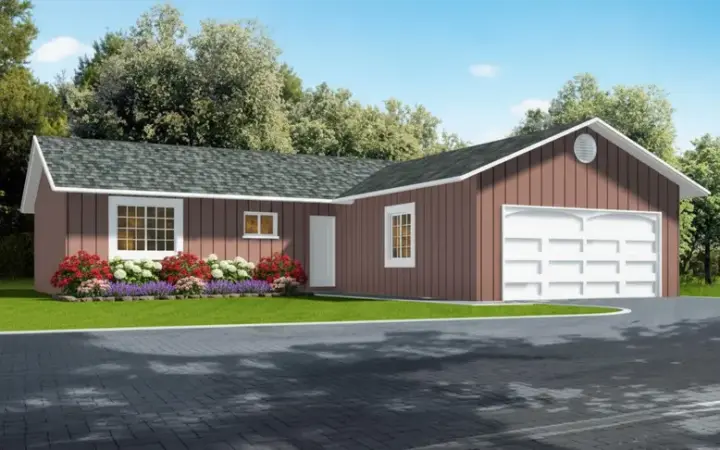 Traditional house plans 41-196 - front exterior, 1,054 sq ft, 2 bed, 2 bath house plans | Monster House Plans