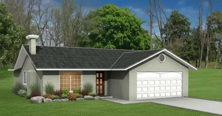 Traditional house plans 41-198 - front exterior, 1,055 sq ft, 2 bed, 2 bath house plans | Monster House Plans