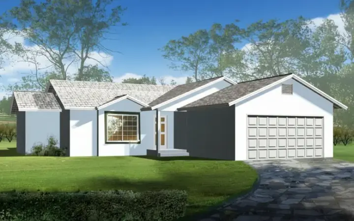 Traditional house plans 41-199 - front exterior, 1,056 sq ft, 3 bed, 2 bath house plans | Monster House Plans