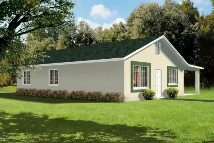 Traditional house plans 41-201 - front exterior, 1,058 sq ft, 3 bed, 2 bath house plans | Monster House Plans
