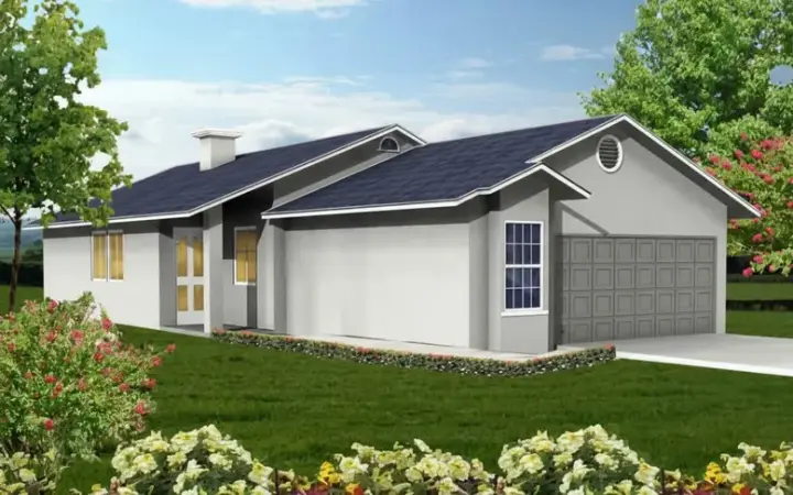 Traditional house plans 41-204 - front exterior, 1,061 sq ft, 3 bed, 2 bath house plans | Monster House Plans