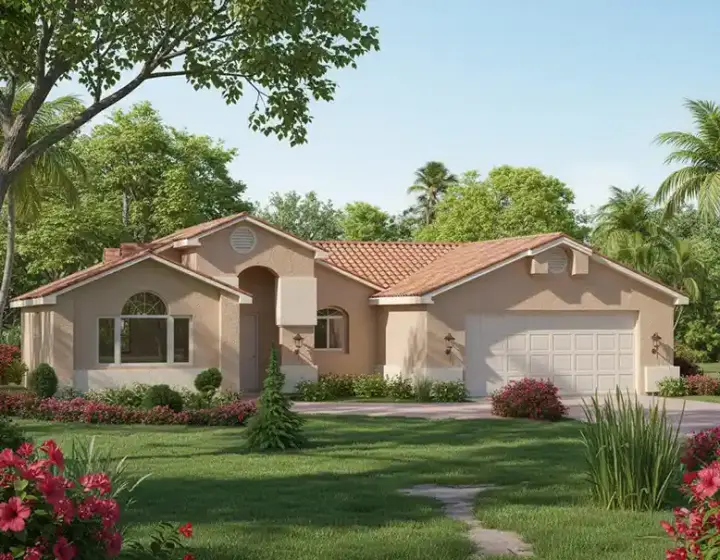 Southwest house plans 41-206 - front exterior, 1,063 sq ft, 2 bed, 2 bath house plans | Monster House Plans