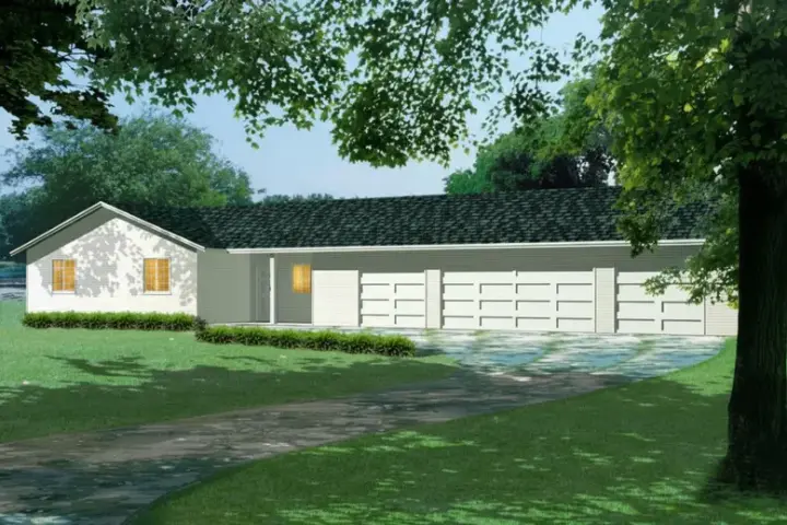 Traditional house plans 41-211 - front exterior, 1,068 sq ft, 3 bed, 2 bath house plans | Monster House Plans