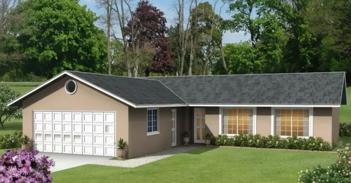 Traditional house plans 41-214 - front exterior, 1,071 sq ft, 3 bed, 2 bath house plans | Monster House Plans