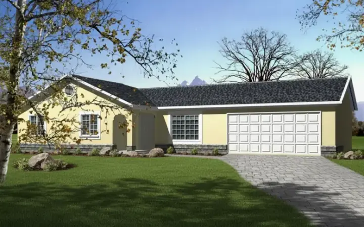 Traditional house plans 41-216 - front exterior, 1,073 sq ft, 3 bed, 2 bath house plans | Monster House Plans