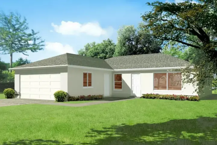Traditional house plans 41-217 - front exterior, 1,074 sq ft, 3 bed, 2 bath house plans | Monster House Plans