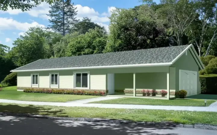Traditional house plans 41-218 - front exterior, 1,075 sq ft, 3 bed, 2 bath house plans | Monster House Plans