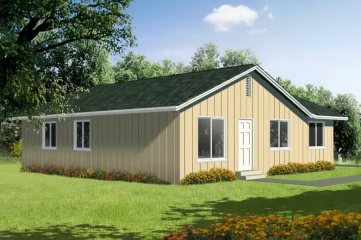 Traditional house plans 41-224 - front exterior, 1,081 sq ft, 4 bed, 2 bath house plans | Monster House Plans