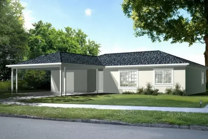 Traditional house plans 41-225 - front exterior, 1,082 sq ft, 3 bed, 2 bath house plans | Monster House Plans