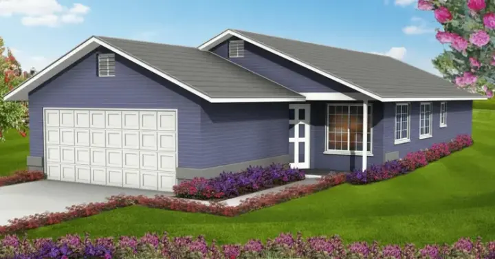 Traditional house plans 41-227 - front exterior, 1,084 sq ft, 3 bed, 2 bath house plans | Monster House Plans