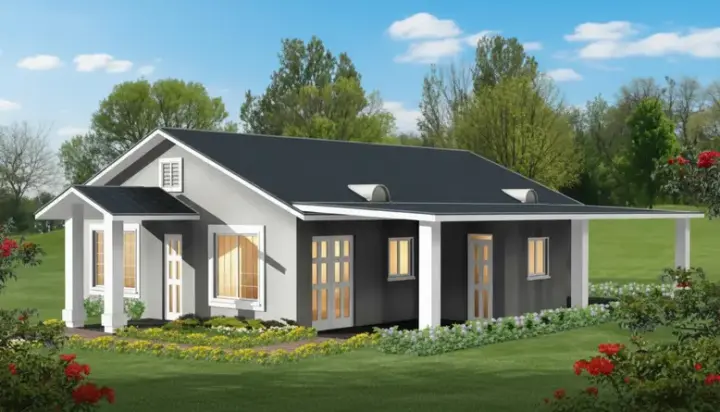 Southwest house plans 41-229 - front exterior, 1,086 sq ft, 3 bed, 2 bath house plans | Monster House Plans