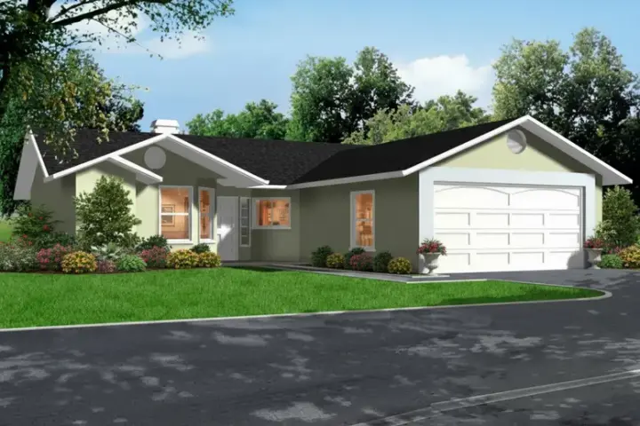 Traditional house plans 41-231 - front exterior, 1,088 sq ft, 3 bed, 2 bath house plans | Monster House Plans